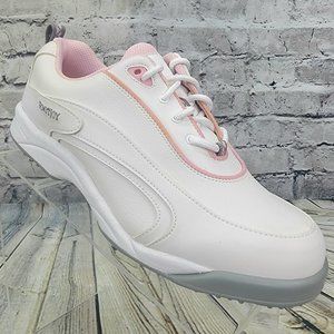 FootJoy GreenJoys Women's Golf Shoes Size 9.5 M Leather White Pink Trim 48703